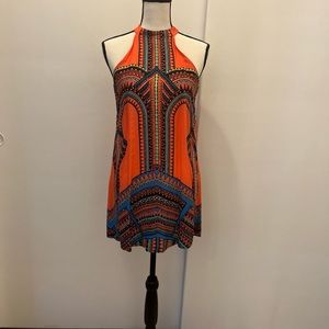 Tribal, print, dress halter neck, and arm hold 12 inches length 30 inches